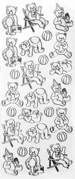 Teddy Bears Silver Peel Off Stickers